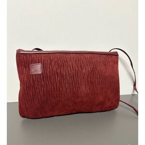 VTG Mardone USA Red Suede Convertible Clutch Bag Hinge Closure Shoulder Purse